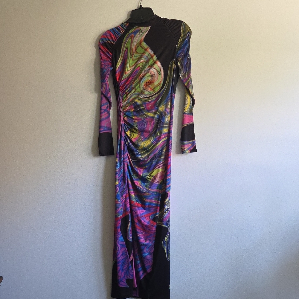 Vibrant Long Sleeve Abstract Dress